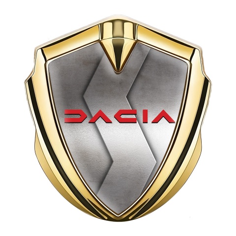 Dacia Abzeichen selbstklebend Goldtonfarbe S Form metall Basis mit Rote Logo Stil