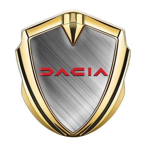 Dacia Emblem Auto Zeichen Goldtonfarbe Polierter Stahl effekt mit Rote Logo