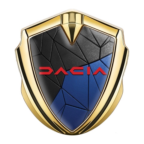 Dacia Emblem Logo Schriftzug Aufkleber Goldtonfarbe Schwarz Blau Mozaik Effekt und Rote Logo