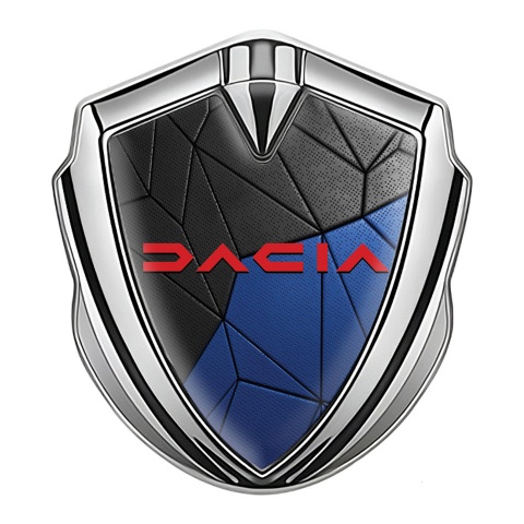Dacia Emblem Logo Schriftzug Aufkleber Silbertonfarbe Schwarz Blau Mozaik Effekt und Rote Logo