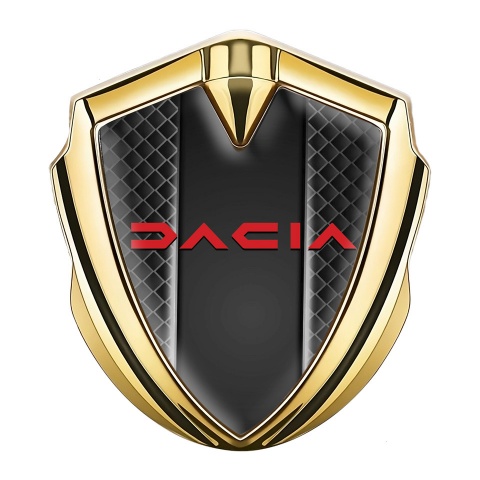 Dacia Emblem Abzeichen Goldtonfarbe Schwarz Netz mit Rote Logo
