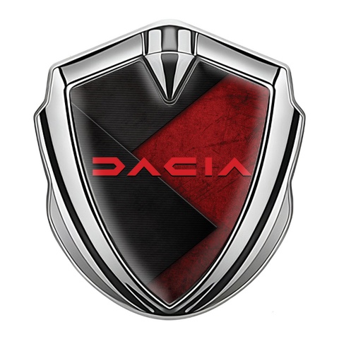 Dacia Emblem Auto Zeichen Silbertonfarbe Schwarz Rote Textur Design