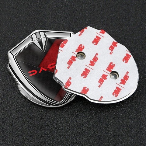 Dacia Emblem Auto Zeichen Silbertonfarbe Schwarz Rote Textur Design