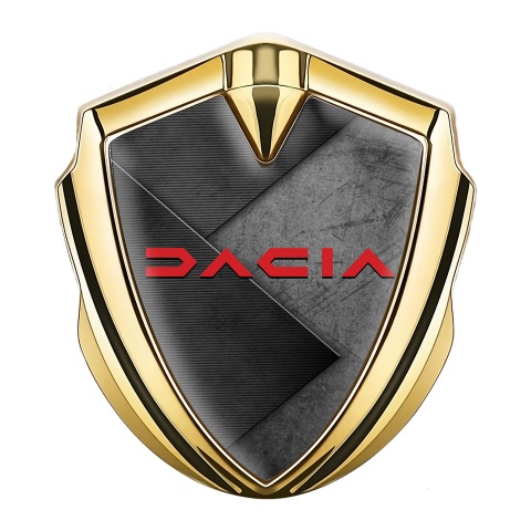 Dacia Emblem Aufkleber Autozubehor Goldtonfarbe Schwarz Grau Textur und Rote logo