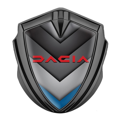 Dacia Emblem Logo Schriftzug Aufkleber Graphit Tonfarbe V Form Elemente mit Blau Motiv