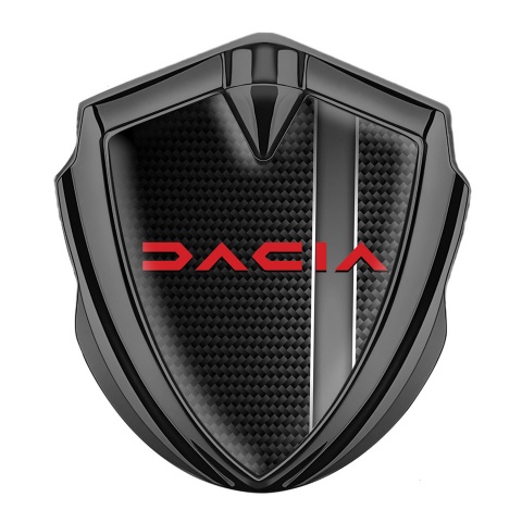 Dacia Emblem Abzeichen selbstklebend Graphit Tonfarbe Schwarz Kohlenstoff mit Grau Band design