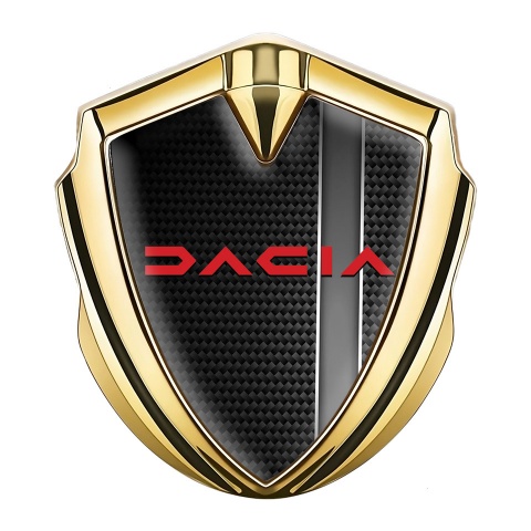 Dacia Emblem Abzeichen selbstklebend Goldtonfarbe Schwarz Kohlenstoff mit Grau Band design