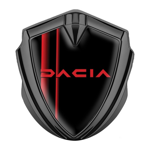 Dacia Emblem Auto Zeichen Graphit Tonfarbe Schwarz Fundament mit Rote Motiv design