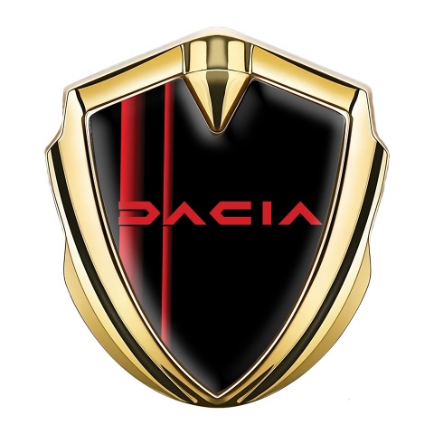Dacia Emblem Auto Zeichen Goldtonfarbe Schwarz Fundament mit Rote Motiv design
