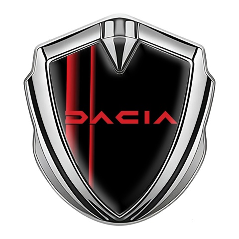 Dacia Emblem Auto Zeichen Silbertonfarbe Schwarz Fundament mit Rote Motiv design