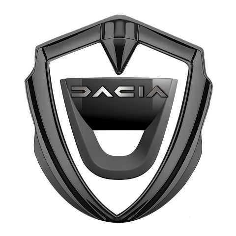 Dacia Selbstklebendes Metallaufkleber Emblem Graphit Tonfarbe Weiss Basis mit Graphit logo