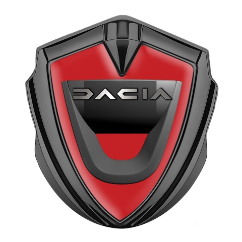 Dacia Emblem Logo Schriftzug Aufkleber Graphit Tonfarbe Rote basis mit Graphit logo