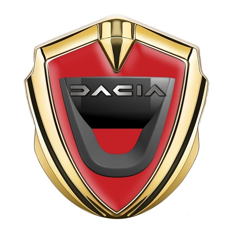 Dacia Emblem Logo Schriftzug Aufkleber Goldtonfarbe Rote basis mit Graphit logo