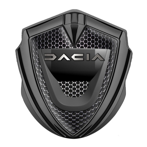 Dacia Emblem Abzeichen Graphit Tonfarbe Perforierter Stahl Basis mit graphit logo