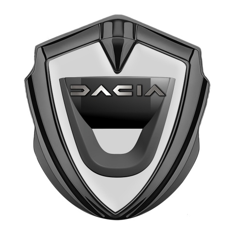 Dacia Emblem Auto Zeichen Graphit Tonfarbe Grau Hintergrund mit Graphit Logo
