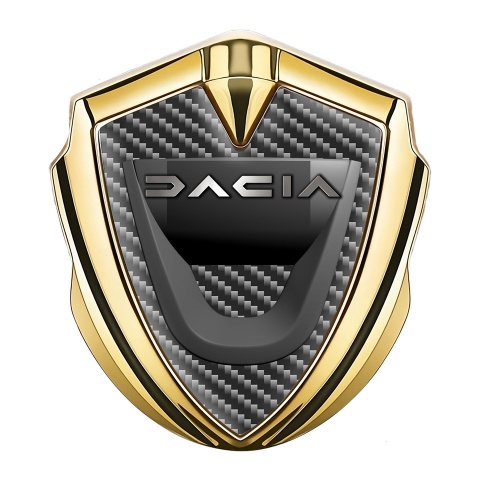 Dacia Emblem Aufkleber Autozubehor Goldtonfarbe Dunkles Carbon mit Graphit Logo Stil
