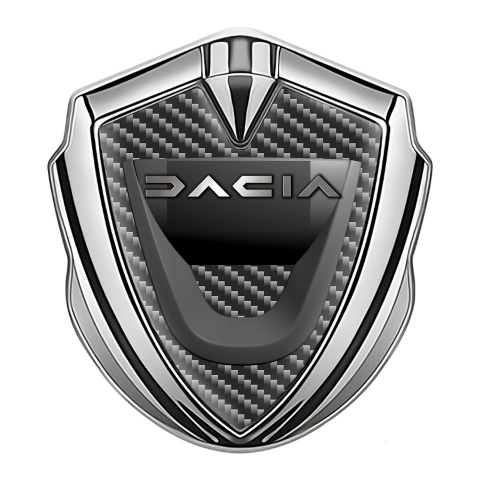 Dacia Emblem Aufkleber Autozubehor Silbertonfarbe Dunkles Carbon mit Graphit Logo Stil