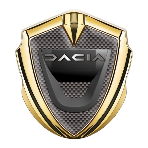 Dacia Selbstklebendes Metallaufkleber Emblem Goldtonfarbe Braun Carbon mit Graphit logo design