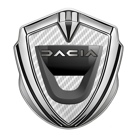 Dacia Emblem Logo Schriftzug Aufkleber Silbertonfarbe Weiss carbon Variante