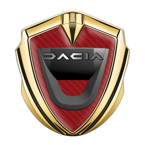 Dacia Seitenflugel Emblem Aufkleber Goldtonfarbe Variante mit Rote Carbon