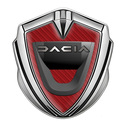 Dacia Seitenflugel Emblem Aufkleber Silbertonfarbe Variante mit Rote Carbon