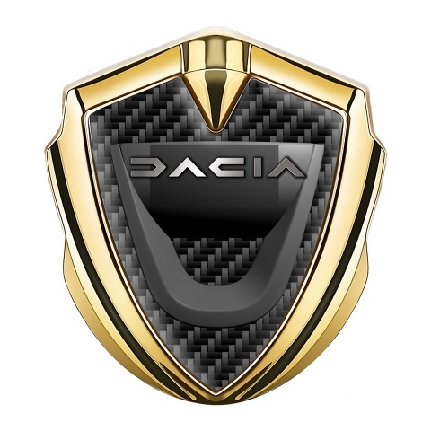 Dacia Emblem Abzeichen Goldtonfarbe Variante mit Schwarz Carbon