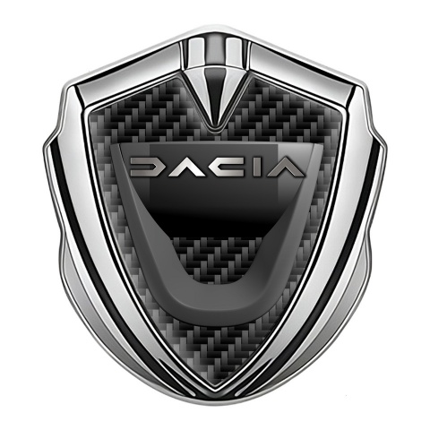 Dacia Emblem Abzeichen Silbertonfarbe Variante mit Schwarz Carbon