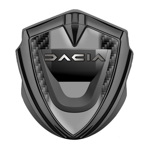 Dacia Abzeichen selbstklebend Graphit Tonfarbe Schwarz Carbon mit Grau Panel Basis