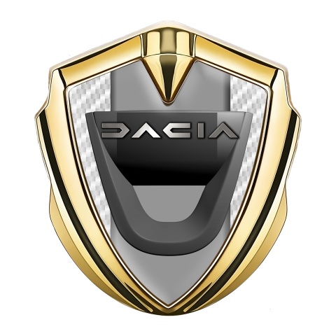 Dacia  Emblem Auto Zeichen Goldtonfarbe Weiss Carbon mit Grau Panel Design