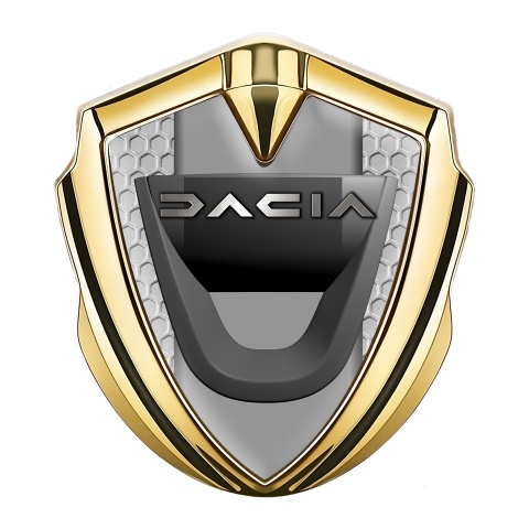 Dacia Emblem Aufkleber Autozubehor Goldtonfarbe Wabeneffekt Mit Grau Panel Design