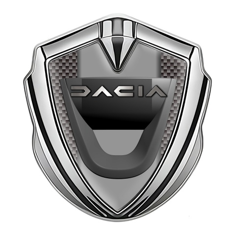 Dacia Seitenflugel Emblem Aufkleber Silbertonfarbe Braun Carbon mit Grau Panel Design