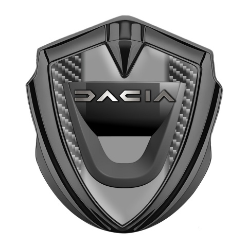 Dacia Emblem Abzeichen Graphit Tonfarbe Dunkles Carbon mit Grau Panel Design