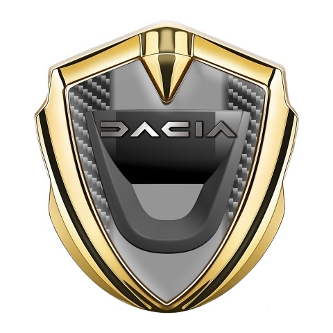 Dacia Emblem Abzeichen Graphit Goldtonfarbe Carbon mit Grau Panel Design