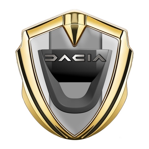 Dacia Abzeichen selbstklebend Goldtonfarbe Grau design mit Graphit logo