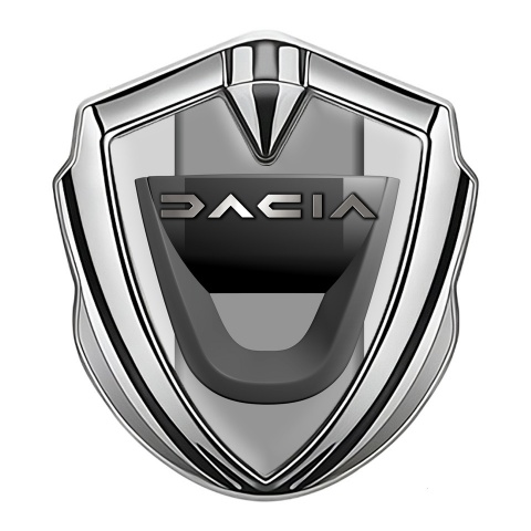 Dacia Abzeichen selbstklebend Silbertonfarbe Grau design mit Graphit logo
