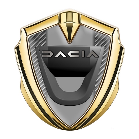 Dacia Emblem Aufkleber Autozubehor Goldtonfarbe Hell carbon mit Grau Panel design