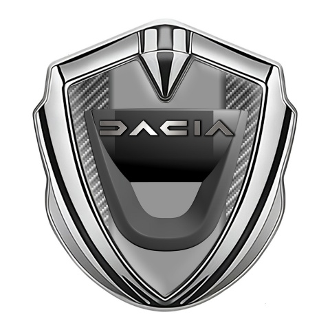 Dacia Emblem Aufkleber Autozubehor Silbertonfarbe Hell carbon mit Grau Panel design