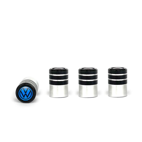 VW Valve Caps Tire Black - Aluminium 4 pcs Blue Black Logo