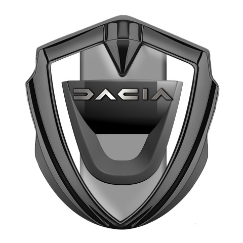 Dacia Emblem Abzeichen Graphit Tonfarbe Weiss Basis mit Grau Logo Panel