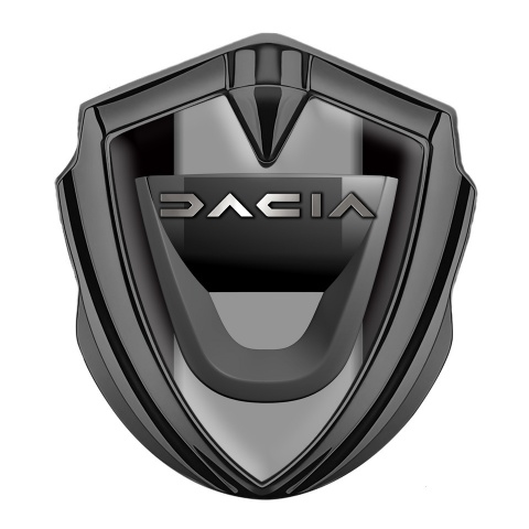 Dacia Abzeichen selbstklebend Graphit Tonfarbe Schwarz Basis mit Grau Panel Logo