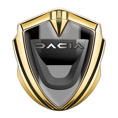 Dacia Abzeichen selbstklebend Goldtonfarbe Schwarz Basis mit Grau Panel Logo