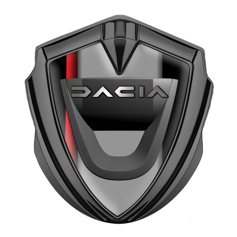 Dacia Emblem Auto Zeichen Graphit Tonfarbe Schwarz Basis mit rote Band Motiv
