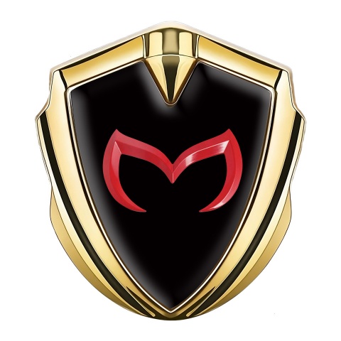 Mazda Emblem Aufkleber Autozubehor Goldtonfarbe mit Schwarz Basis und Rote Logo