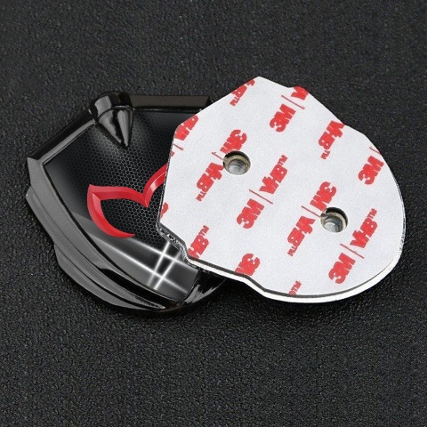 Mazda Emblem Abzeichen Graphit Tonfarbe mit Licht Bsis effekt und Rote Logo Design