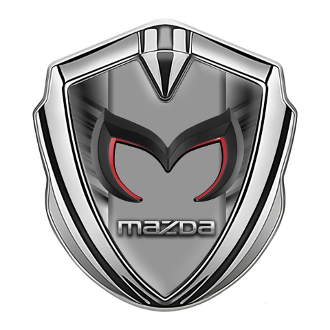 Mazda Emblem Aufkleber Autozubehor Silbertonfarbe mit Kratzeffekt und Graues Mittelteil