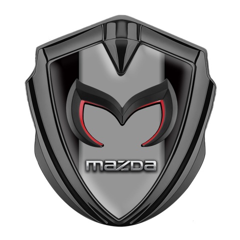 Mazda Emblem Logo Schriftzug Aufkleber Graphit Tonfarbe mit Schwarz Basis und Graues Mittelteil