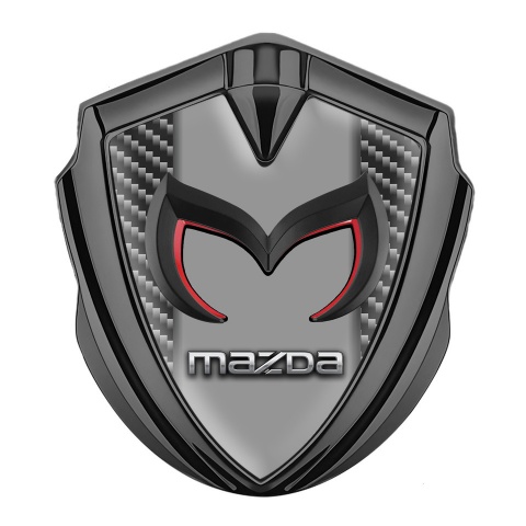 Mazda Emblem Logo Schriftzug Aufkleber Graphit Tonfarbe mit Dunkles carbon und Grau Logo Panel
