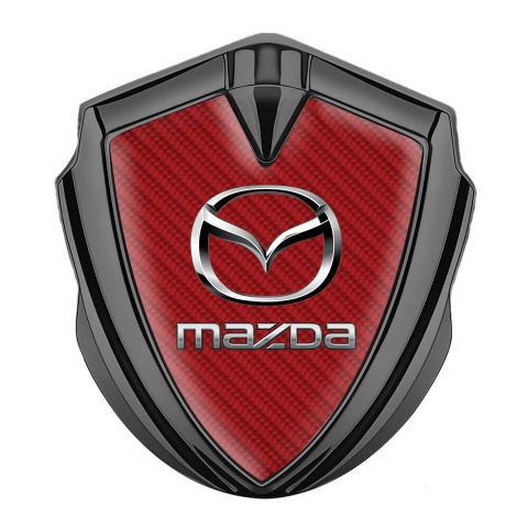 Mazda Emblem Auto Zeichen Graphit Tonfarbe mit Rote Carbon Und Silber Logo Design