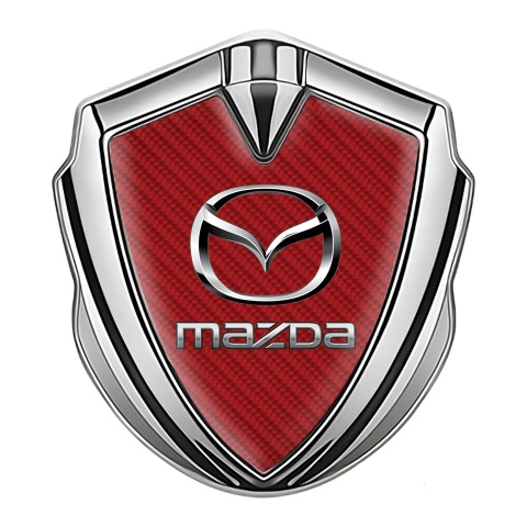 Mazda Emblem Auto Zeichen Silbertonfarbe mit Rote Carbon Und Silber Logo Design
