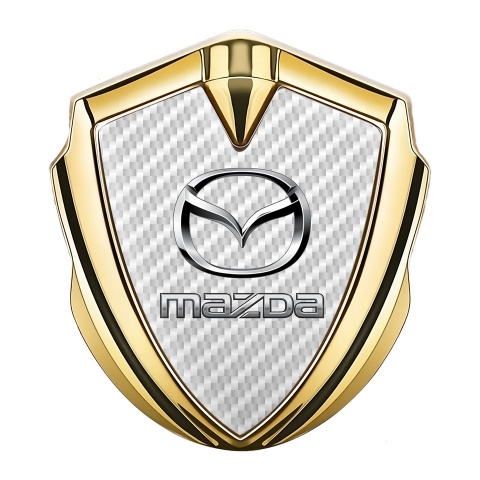 Mazda Emblem Aufkleber Autozubehor Goldtonfarbe mit Weiss Carbon und Silber Logo